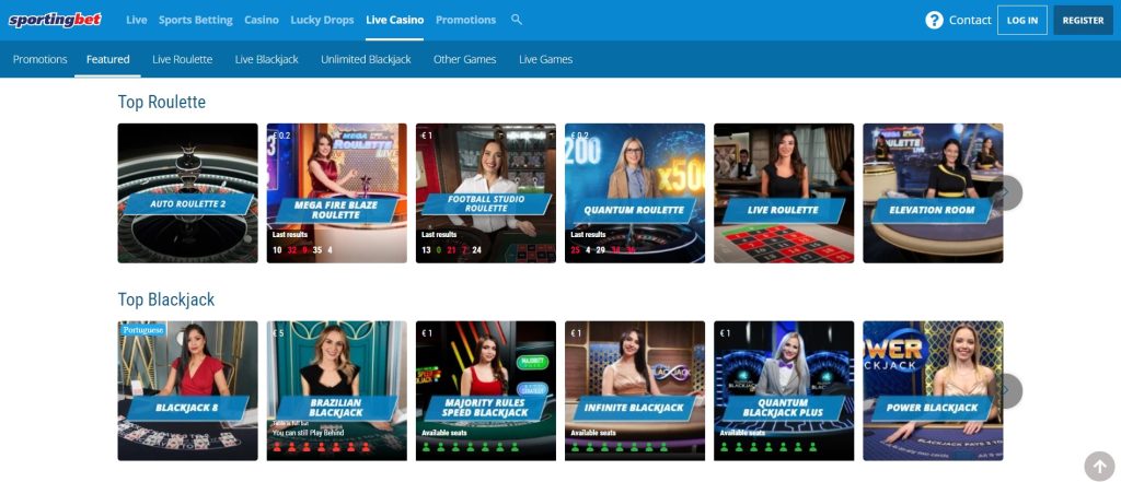 Προεπισκόπηση του sportingbet live καζίνο