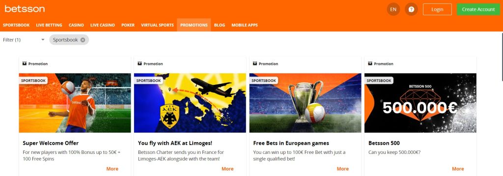 Προεπισκόπηση των μπόνους της Betsson
